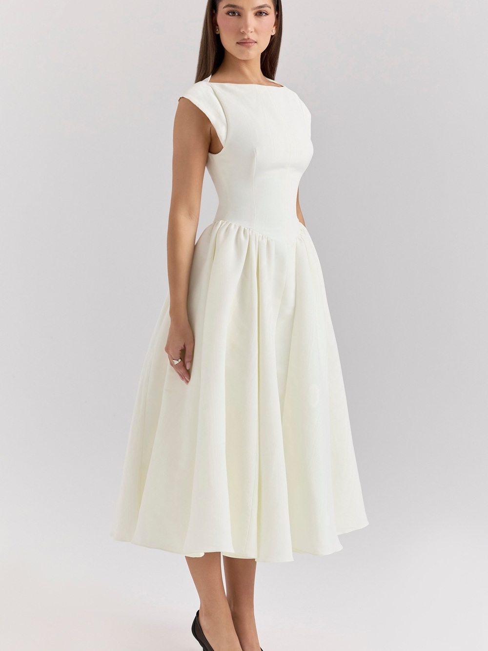 HOUSE OF CB 'Debutante' Ivory Moire Satin Midi Dress NWOT S - Picture 14 of 16